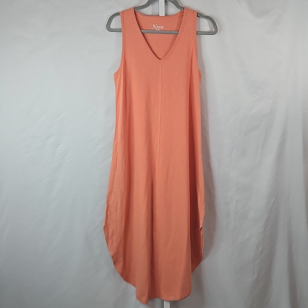 Natural Reflections Tawny Orange Slub Sleeveless Knit Midi Dress Sz Small NWT